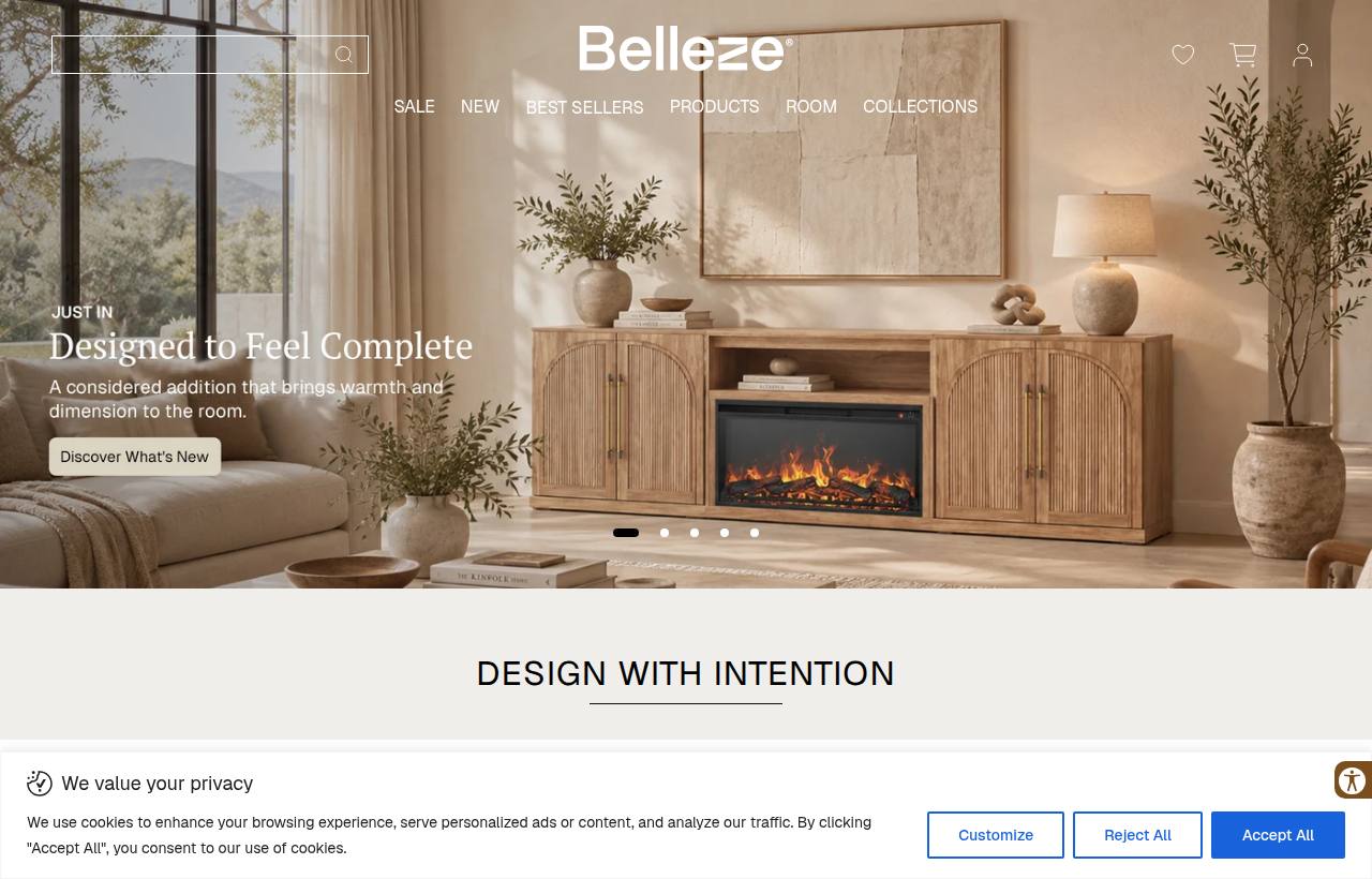 Curated products available from Belleze